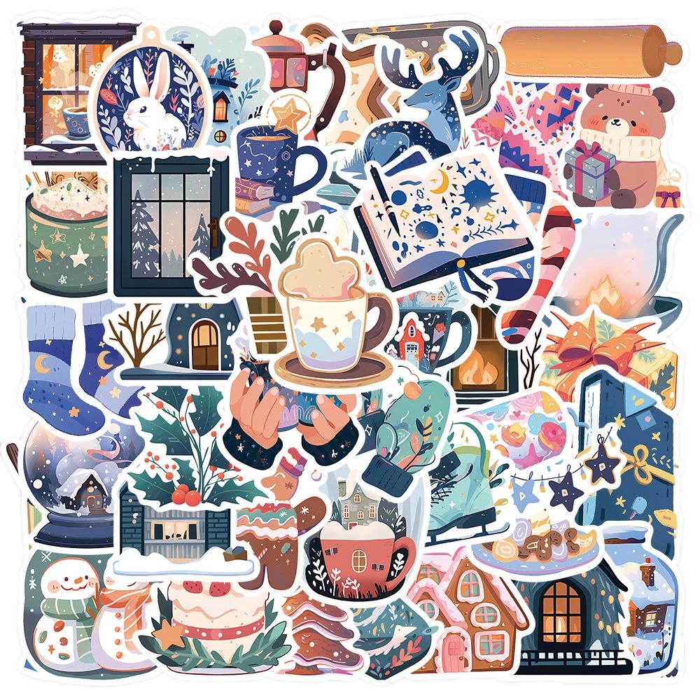 10/30/50PCS Cartoon Winter Christmas Graffiti Stickers Decals DIY Phone Scrapbook Luggage Helmet Kid Toy Cute Waterproof Sticker