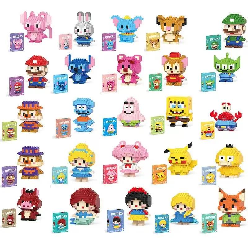 Disney Stitch Building Blocks Anime Kawaii Cartoon mini Action Children's Figures Blocks Bricks Assemble DIY Toys Gift for Kids