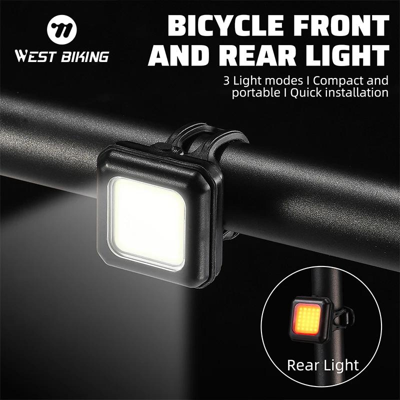 WEST BIKING Bike Light Cycling Bicycle Front Rear Light Type-C Charge Headlight Light Warning Taillight LED Lantern Bike Parts