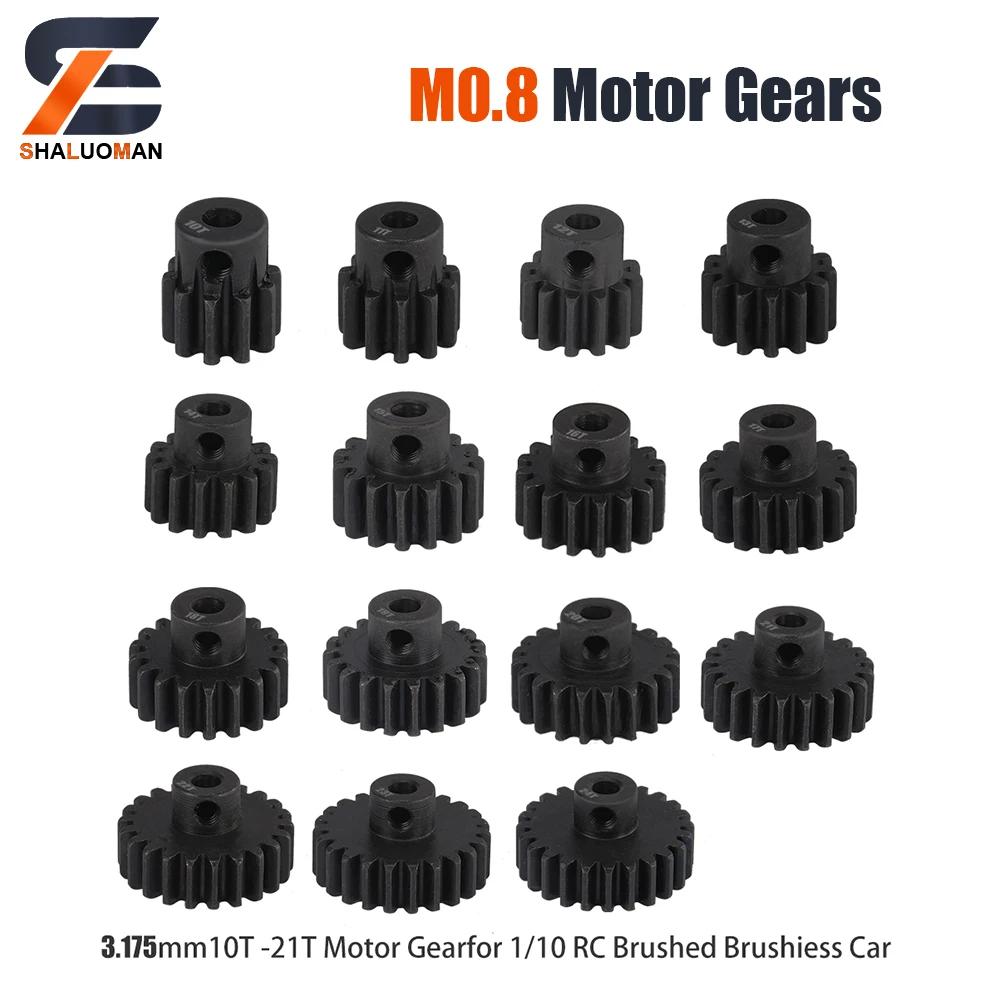 M0.8 3.175mm Hardened Steel Metal Pinion 10T 11T 12T 13T 14T 15T 16T 17T 18T 19T 20T 21T Motor Gear for 1/10 RC Car