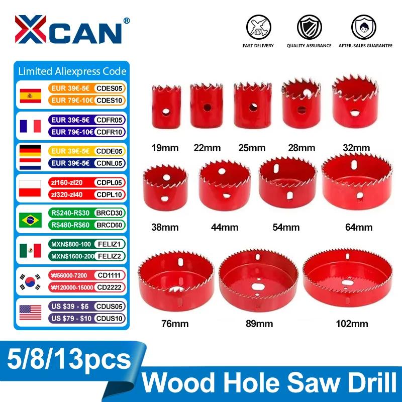 XCAN Drill Bit Hole Saw Set 5/8/13pcs 19-127mm   Wood Metal Drilling Tools Hole Core Cutter Hole Saw Drill