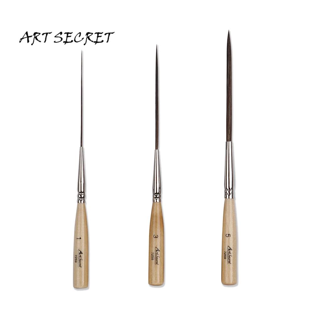 Artsecret Long Liner Detail Painting Brushes Premium Cattle's ear Hair Nail Art Striping Watercolor Brush Pen 0.8 1.2 2.8