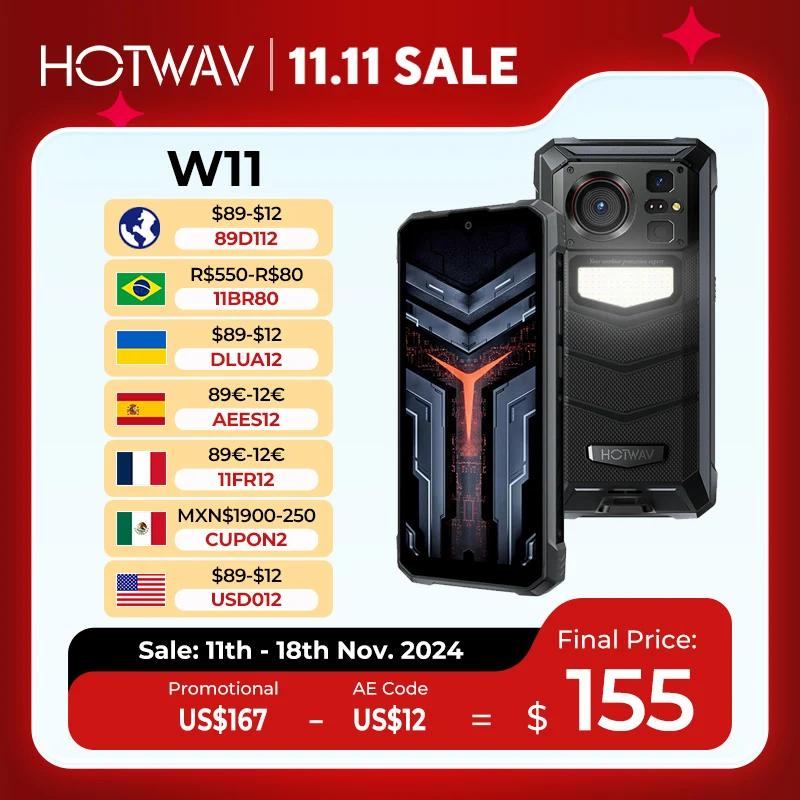 [World Premeire] HOTWAV W11 Rugged Phone 20800mAh 280LM Flashlight 6.6'' FHD+ Smartphone 33W 24MP Night Vision Mobile Phone