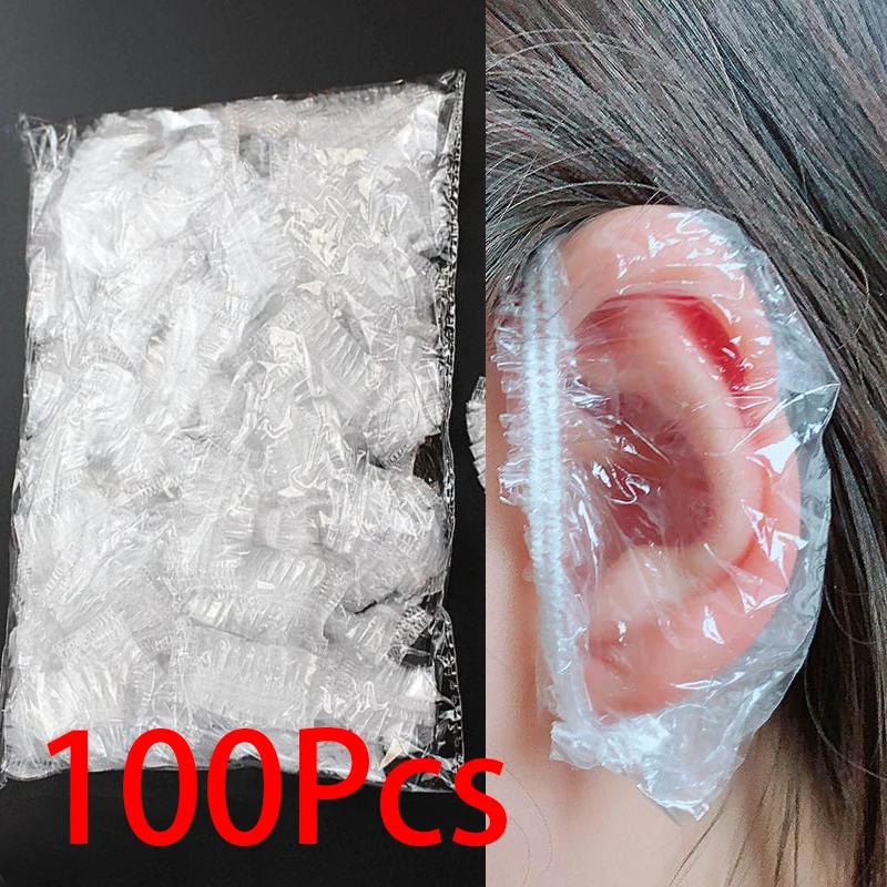 100Pcs Disposable Hair Dye Earmuff Waterproof Ear Cover Baking Oil Wash Shower Bathing Barber Hairdressing Cleaning Accessories