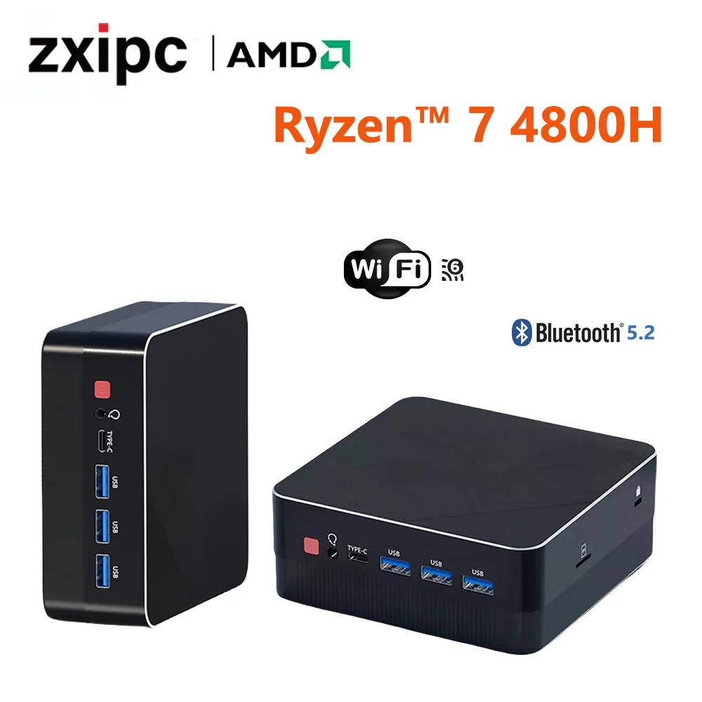 Mini PC Computer Gaming AMD Ryzen7 4800H 5800H 4500U 7530U Pocket Dual HDMI LAN WIFI6 BT5.2 NUC Office Desk Computer DDR4 NVMe