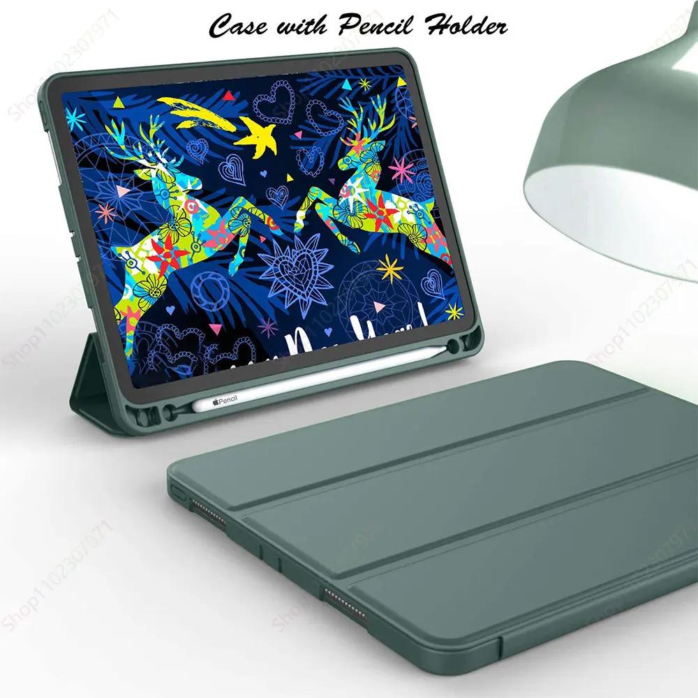 With Pencil Holder Funda for New iPad 10.2 9th Generation iPad Air6 M2 2024 Pro11 M4 iPad Air 5th/4th Gen 10th 9.7 Air3 Pro10.5