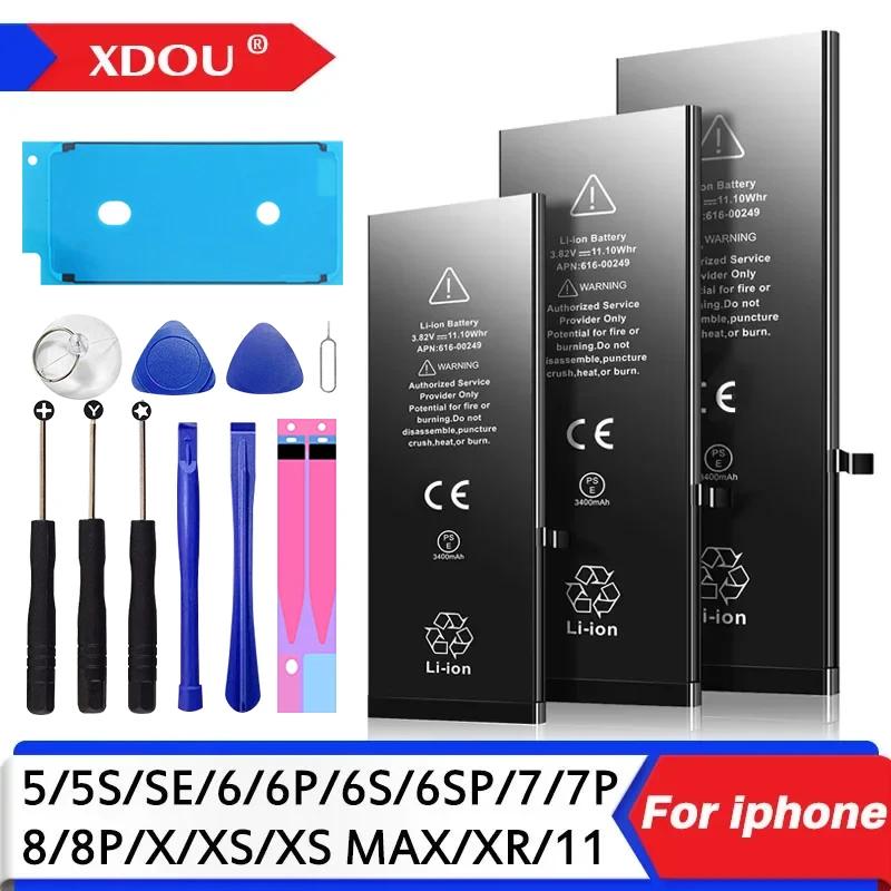 Zero-cycle High-quality Battery For iPhone SE 5 6 6S 5S 7 8 Plus X Xs Max Xr 11 Pro Mobile Phone With Free Tools Sticker