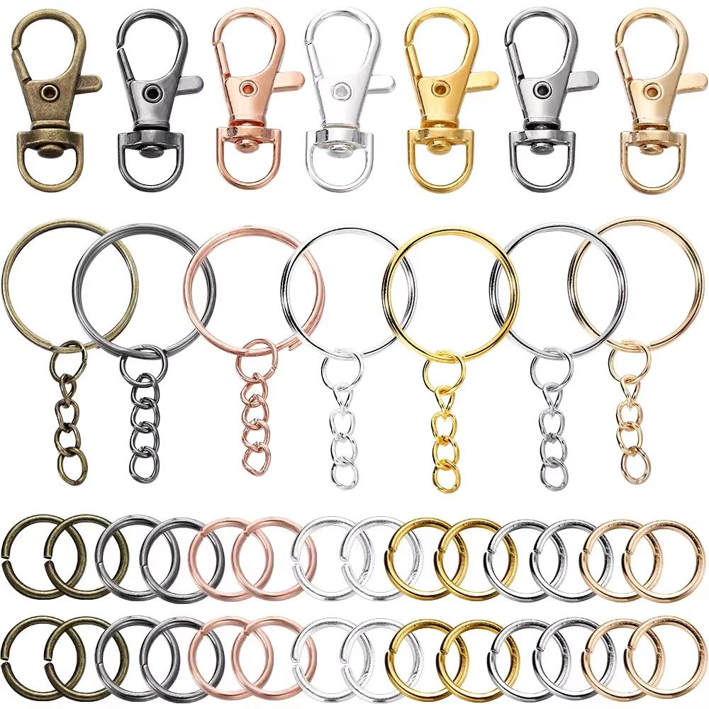 70Pcs/Set Swivel Snap Hook and Key Rings with Chain Jump Rings Connectors for DIY Keychain Lanyard Jewelry Making Supplies