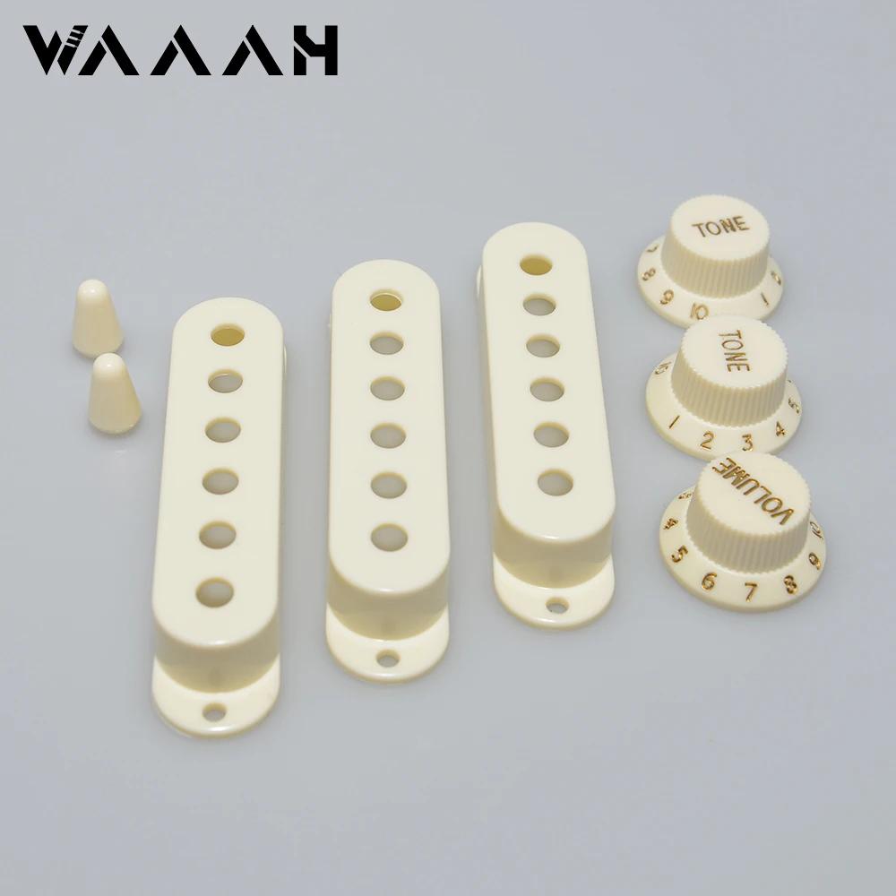 Vintage White Single Coil ST Guitar Pickup Cover 2 Tone 1 Volume Knobs Switch Tip Parts Set Guitar Parts