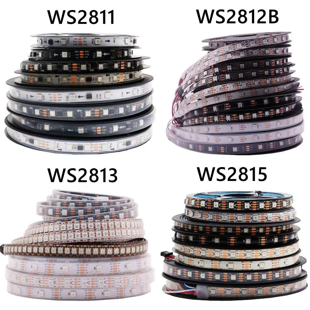 WS2811 WS2812B WS2813 WS2815 5050RGB LED Strip Lights Individually Addressable 30/60/144Pixels/Leds/m Black /White PCB DC5V/12V