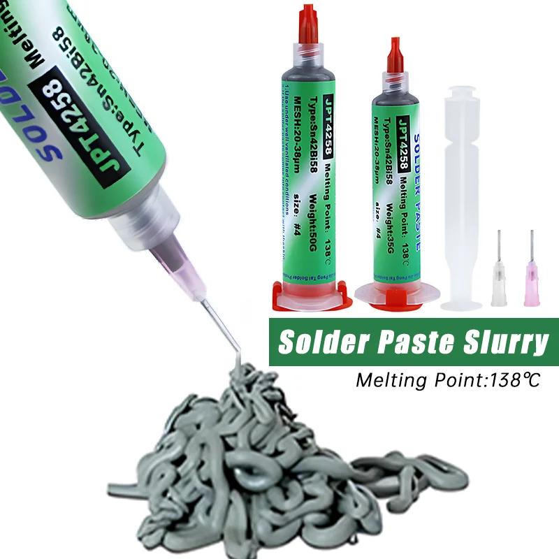 Sn42Bi58 SMD Welding Paste 138 ℃ Low Temperature Lead-free Syringe No Clean Solder Paste For Phone Component Repair