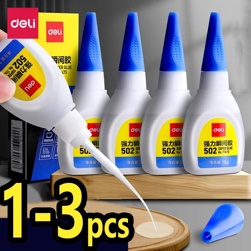 1-3pcs Deli 502 Super Glue Upgraded Version Cyanoacrylate Quick-Drying Instant Leather Rubber Wood Metal Strong Bond Liquid Glue