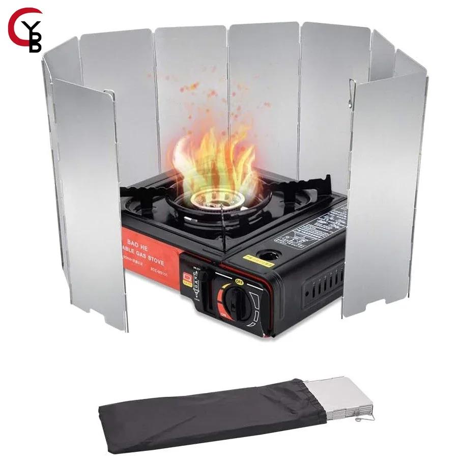 Tall Stove Windscreen-Gas Burner Windshield- Aluminum Camping Stove Compact Folding,Outdoor Cooker Butane Burner Wind Shield