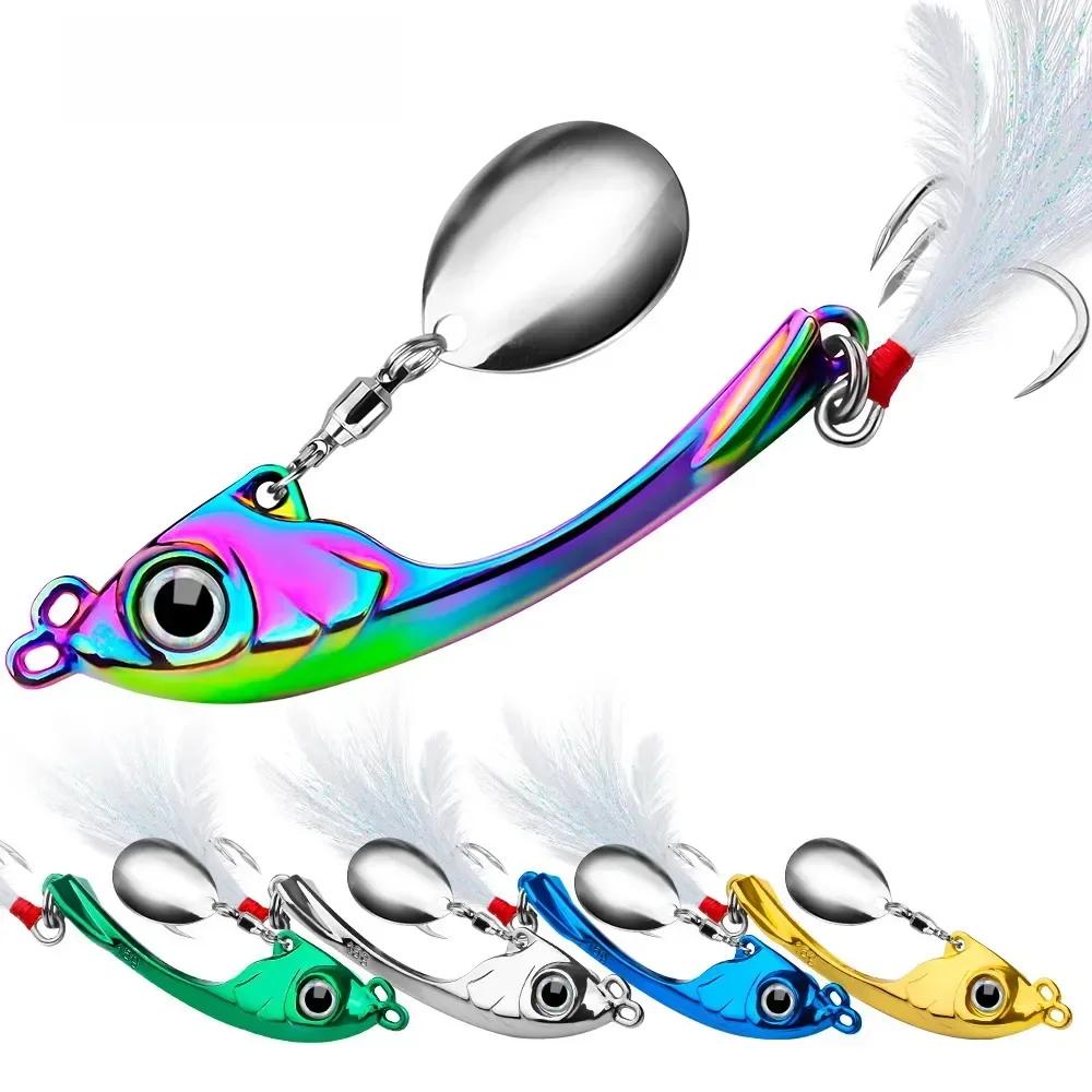 Spinner Bait 7g 10g 15g Metal Vib Fishing Lure Trolling Rotating Spoon Wobbler Sinking Hard Bait With Sequin Pesca For Bass Pike