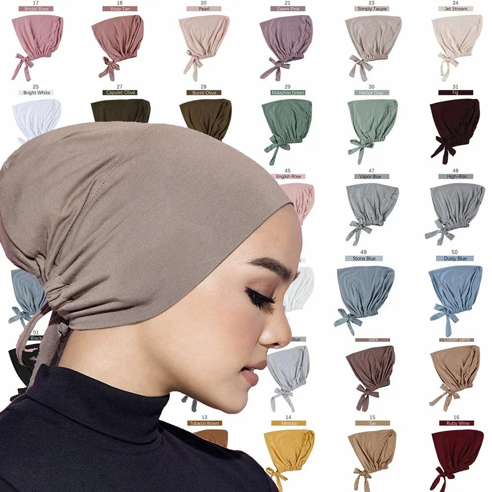 Jersey Soft Modal Muslim Turban Hat Inner Hijab Caps Islamic Underscarf Bonnet India Hat Female Headwrap Turbante Mujer