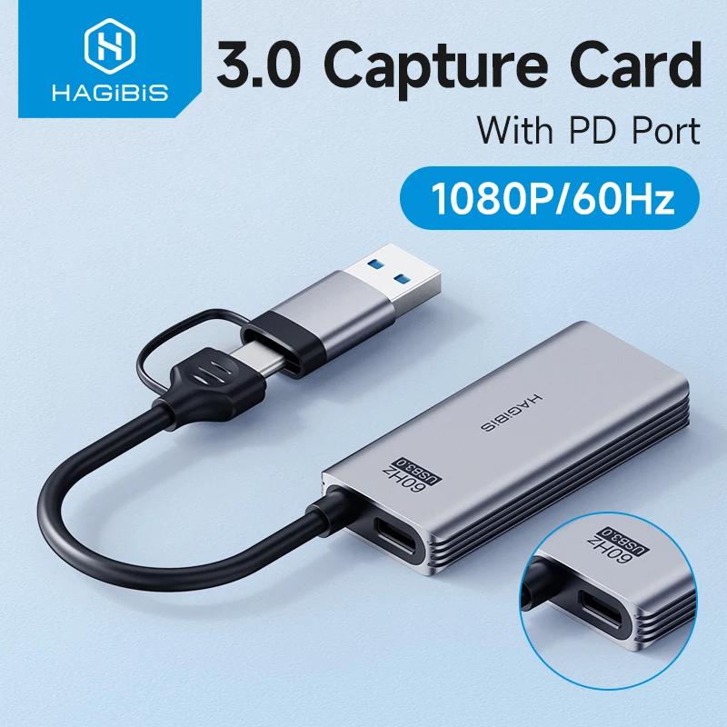 Hagibis USB 3.0 Video Capture Card With 100W PD For Meta Quest 3 iPad HDMI to USB/Type-c Gaming Live Streaming Video Recorder