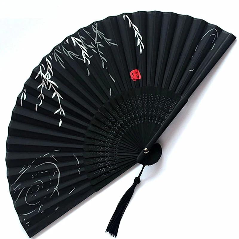 Bamboo Folding Fan silk Chinese Stylefan Hand Held Anitque Art Craft  Japnese Summer Female  Dance Home decoration Party ventila