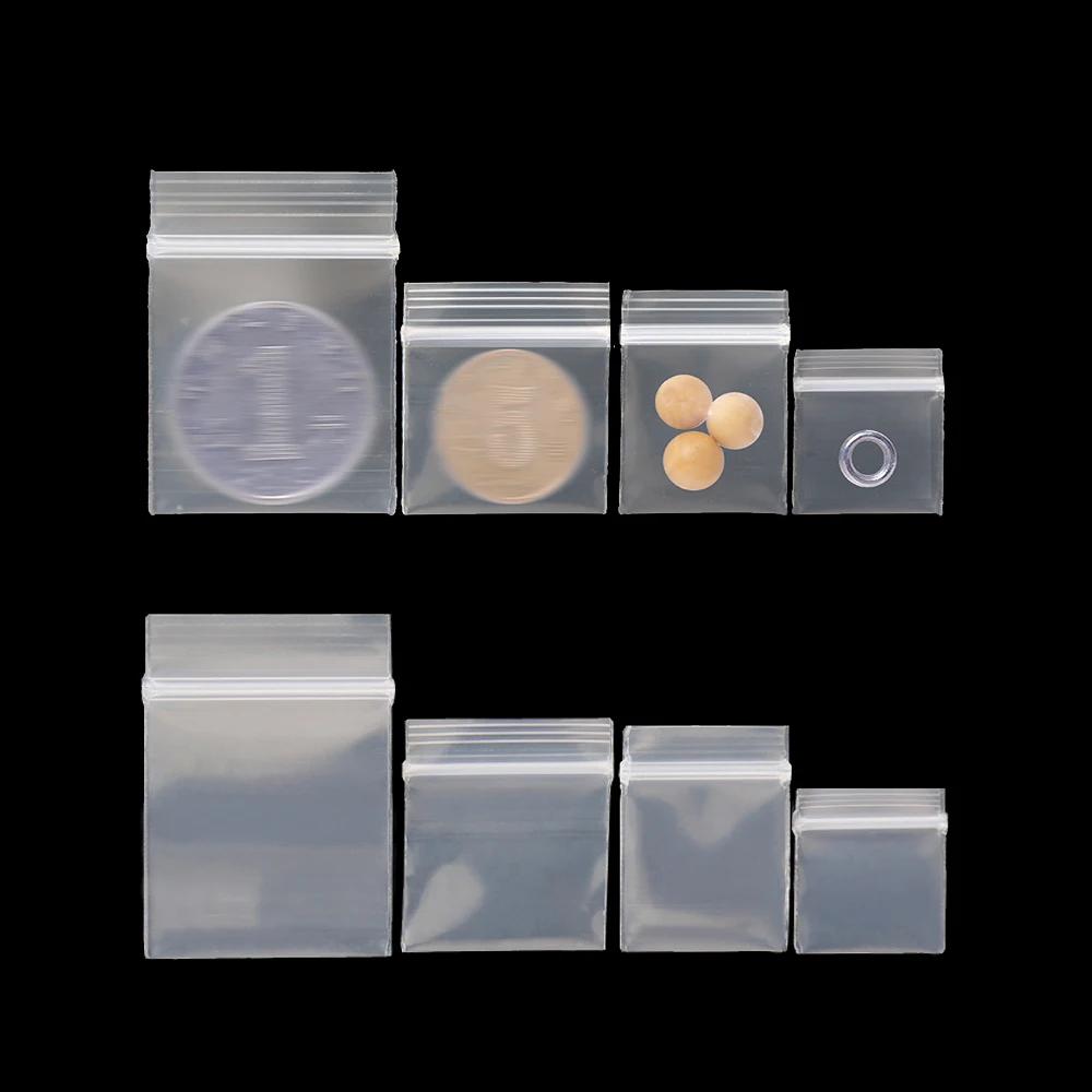 100pcs Mini Plastic Storage Bags Resealable Self Sealing Zipper Clear Plastic Pouch For Small Business Jewelry Storage Packaging