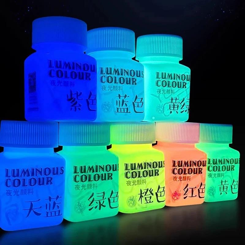 58ML Fluorescent Acrylic Pigment Luminous Pigment Glow in Dark Hand Painted DIY Festival Party Wall Light Absorbing Pigment