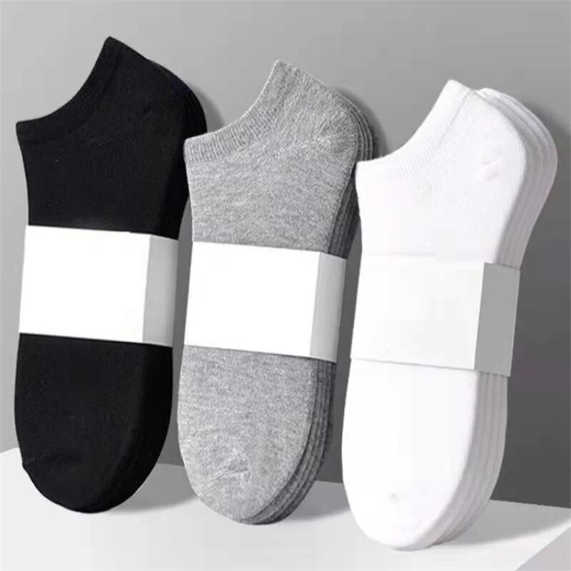 5 Pairs Men's Casual Plain Color Boat Socks Thin Breathable Comfy Anti Odor Sweat-Absorbing Low Cut Ankle Socks for Men EU36-42