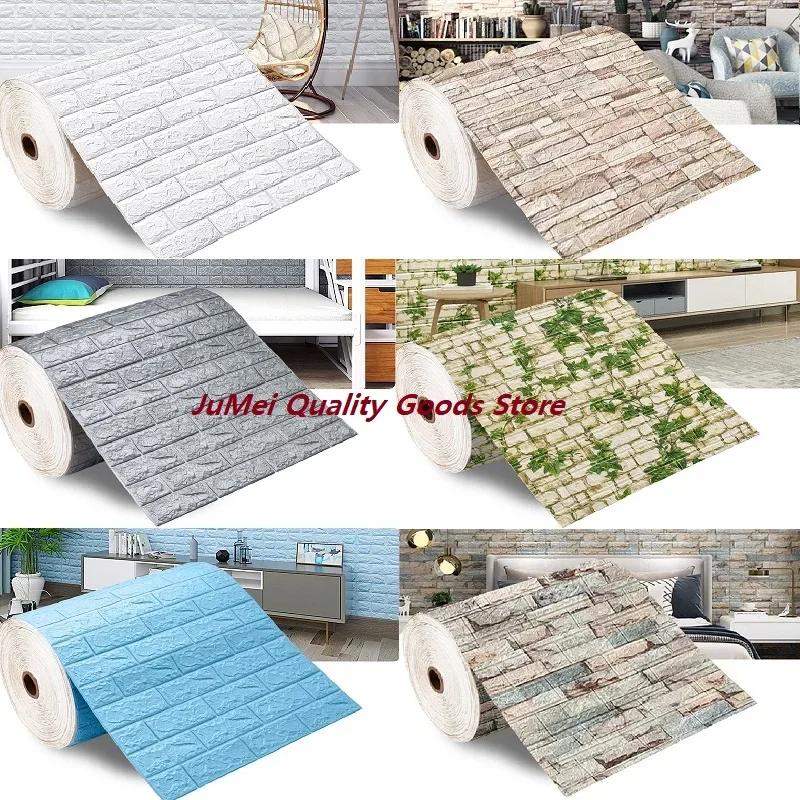 3/5/10m 3D Self-Adhesive Wallpaper Continuous Waterproof Brick Wall Stickers Living Room Bedroom Children's Room Home Decoration