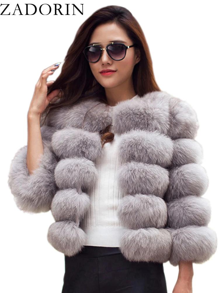 ZADORIN S-5XL Mink Coats Autumn Winter Fluffy Black Faux Fur Coat Women Elegant Thick Warm Faux Fur Jackets For Women 2024 Tops