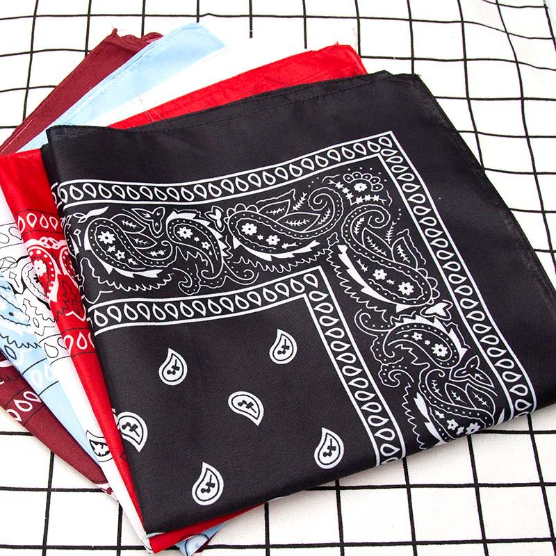 Fashion Hip Hop Bandana Kerchief Unisex Black Hair Band Neck Scarf Headwear Wrist Wraps Head Square Scarves Print Handkerchief