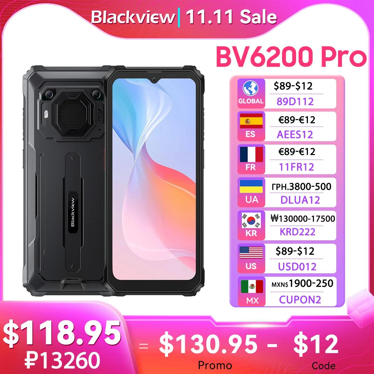 Blackview BV6200 Pro Rugged Phone Android 13 6.56'' Helio P35, 6GB+128GB Smartphone 13000mAh With 18W Fast Charge NFC Cell Phone