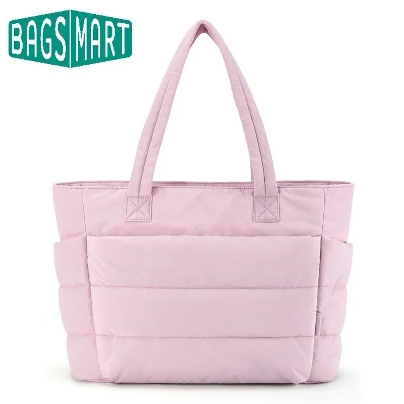 BAGSMART 2024 New Women's Bag Solid Color Tote Bag Commuting Shoulder Bag Female Handbags Leisure Simple Mommy Go Out Bag