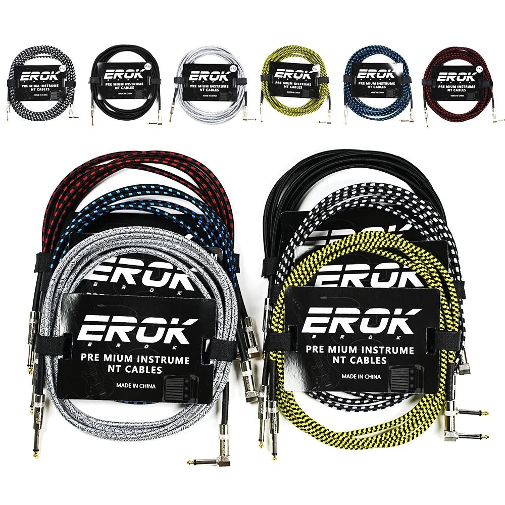 EROK 1.5/3/6/10M Guitar Audio Cables Anti-Noise Line 6.35mm Male to Male Colorful Braided Line Pedal Guitar Bass Universal Cable