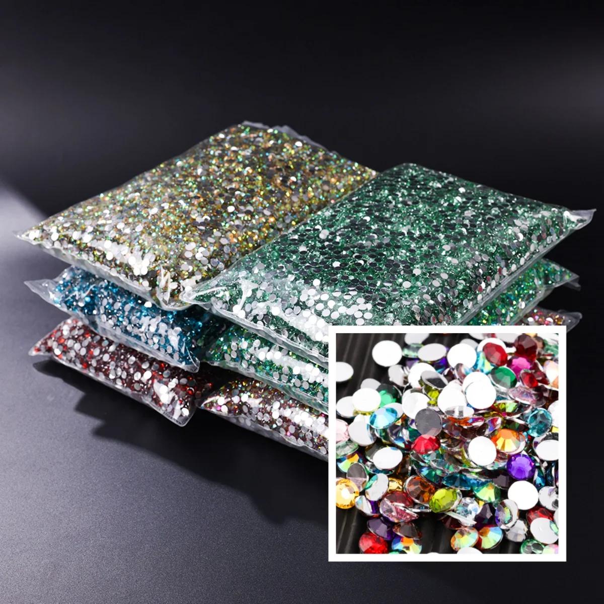 Big Package 2-6mm Resin Non Hot Fix Rhinestones Bulk Wholesale Flat Back Plastic Crystals Nail  Ab Trimmings Crystals For Crafts